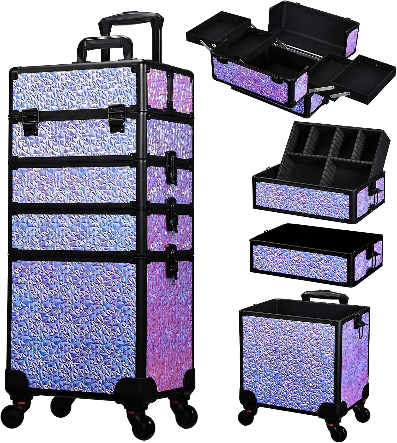 Rolling Makeup Train Case, Lar - Beauty Makeup Vanity Set 评论和价格